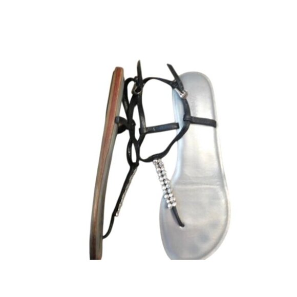 Brighton Size 10M Oracle Black Bling Flat Strappy Leather Sandals - Picture 3 of 4